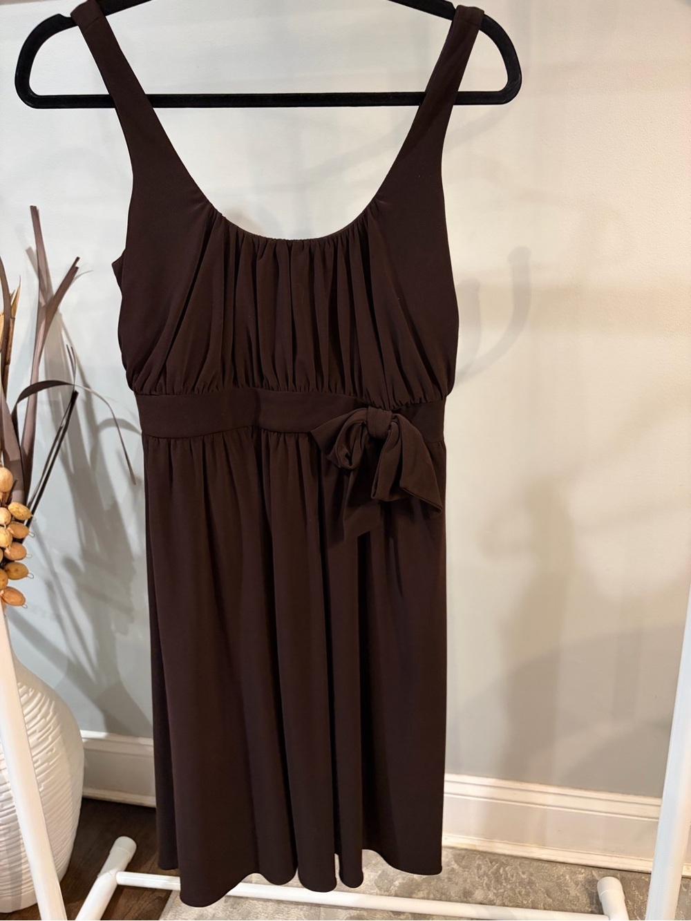 Laundry By Shelli Segal Chocolate Brown Sleeveless Midi Dress with Waist Tie -4